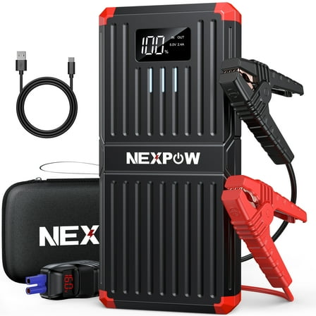 NEXPOW 6000A Car Jump Starter – Powerful & Multi-Functional Emergency Battery Booster,12V Portable Jump Box with LED Display & Smart Jumper Cables