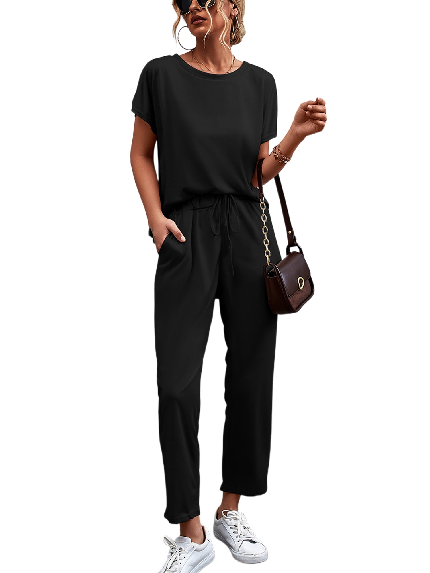 Capreze Women Plus Size Pajamas Set Short Sleeve Sleepwear Pjs