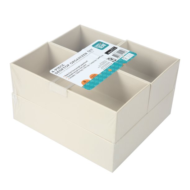 Pen+Gear Paperboard Office Desktop 4 Piece Organizer Set Papyrus Beige