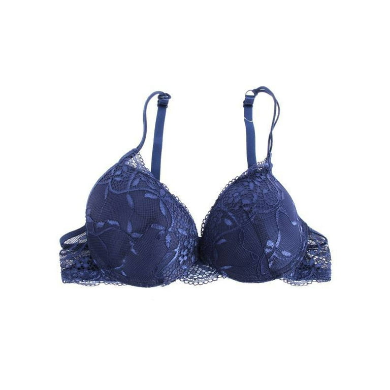 YoupO Thin Cotton Cup Large Size lace Bra Adjustable Comfortable Breast  Holding Women's Underwear Dark Blue