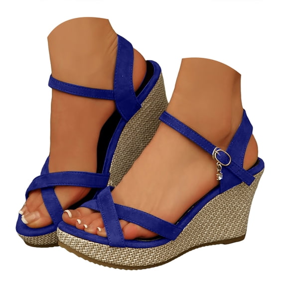 YLYL Womens Espadrille Sandals with Ankle Buckle Strap Wedge Platform Open Toe Summer Beach Shoes