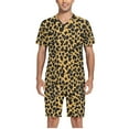 thumbnail image 5 of joogoo Men's Pajama Set Leopard Print V-Neck Pj Shorts Set 2 Piece Loungewear Sleepwear L, 5 of 7