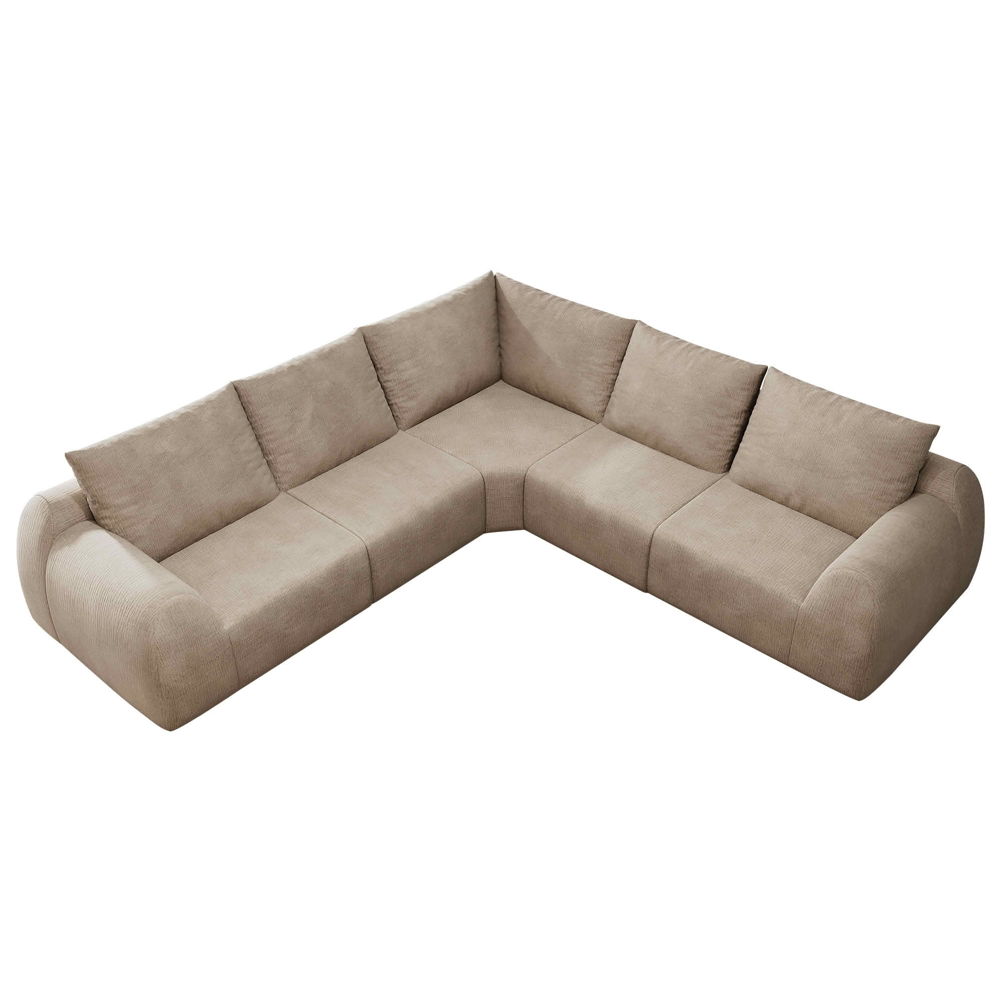 MAYEERTY 105" V Shaped Modular Cloud Sectional Sofa, 5 Seats Vacuum Compressed Chenille Couch, No Assembly Required Oversized Fabric Sofa
