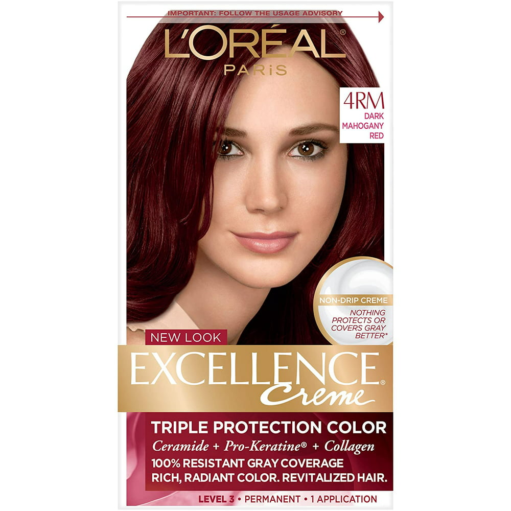 Excellence Creme Permanent Hair Color, 4RM Dark Mahogany Red, 100