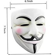 Vendetta White Mask - Anonymous Hacker Costume for Holiday Cosplay Parties - One Size Fit All Design Use Anime Fans Universal Size Mask