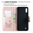 thumbnail image 6 of Allytech Galaxy A10 Case, Slim Fit PU Leather Folio Butterfly Embossed Shockproof Wrist Hand Strap Flip Cards Holder Wallet Case TPU Back Cover for Samsung Galaxy A10, Pink, 6 of 8