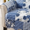 thumbnail image 4 of Reversible Patchwork Furniture Protector, Machine Washable Slipcover, Loveseat, Navy, 4 of 6