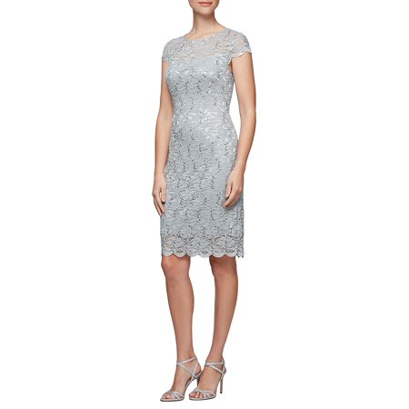 Alex Evenings Sleeveless - Petite Sequin-Embellished Floral Lace Shift Dress
