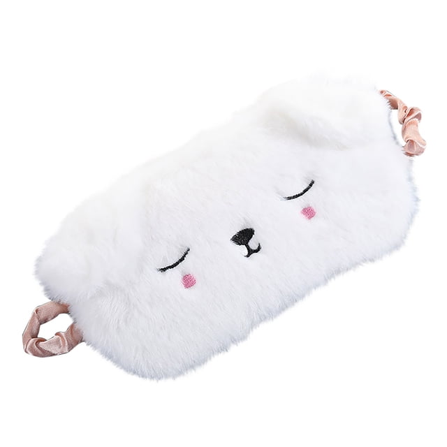 3D Cute Silk and Plush Eye Mask with Adjustable Strap for Comfortable Sleep and Multiple Designs