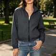 thumbnail image 5 of Admvng Women's Stand Collar Full Zip Cropped Windbreaker Jacket Pocket Lightweight Casual Outerwear, 5 of 9
