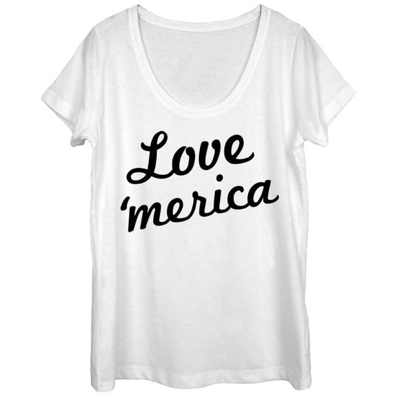 Women's Lost Gods Fourth of July Love Merica Scoop Neck White Small