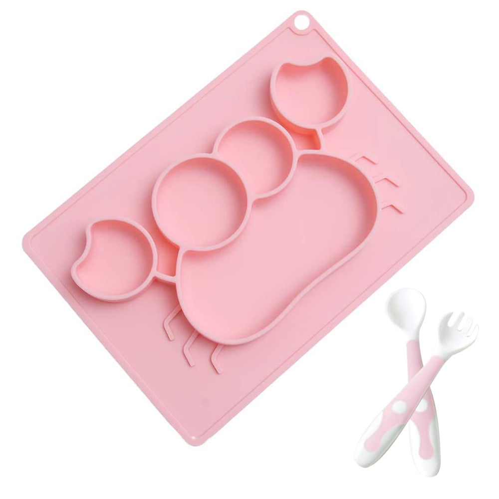 SILIVO Non-Slip Silicone Baby Plates with Suction Cups Fits Most Highchair Trays Baby Suction Placemat 10x7.7x1 