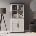 thumbnail image 2 of BELLEZE 72" Tall Kitchen Pantry, Large Storage Cabinet With Doors and Shelves, 2 Built-in Drawers, Freestanding Corner Hutch Cabinet With Storage For Kitchen,Dining Room and Living Room (White), 2 of 7