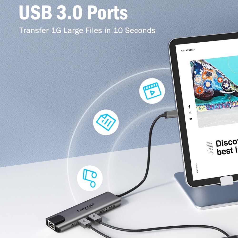 Lemorele Docking Station, 6-in-1 Aluminum USB C Adapter with 4k HDMI, USB a 3.0 and USB C 3.0, Gigabit Ethernet, 100w Fast Charge, Support Windows/Macos/Android/Ios/Linux