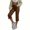 Brown, variant on Women's Faux Leather Capri Pants with Pockets Elastic Waist Straight Leg Cropped Pants XL