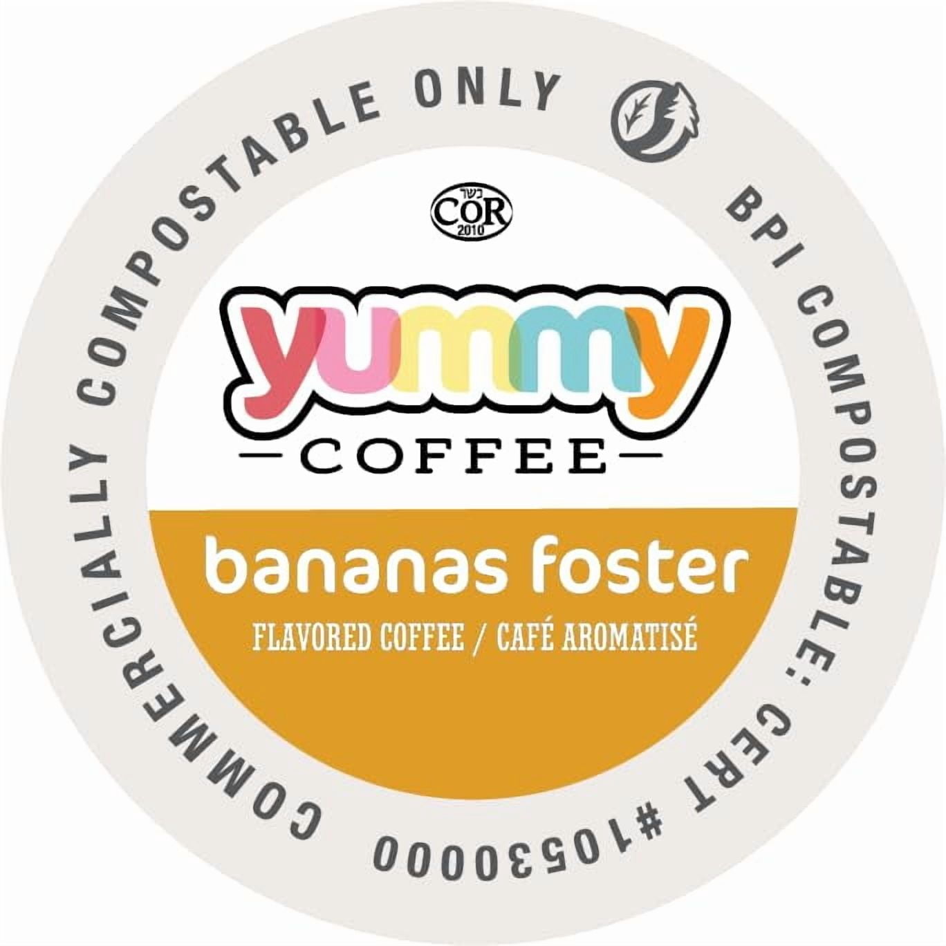 Yummy Coffee Bananas Foster Flavored Coffee, Compostable Single Serve Coffee Pods Compatible with Keurig K-Cup Brewers, 20 Count per Box, 2 Boxes