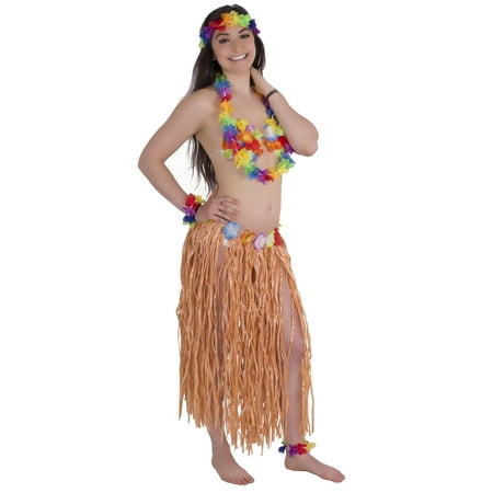 Tropical Flower Luau Accessories Hula Girl 6pc Costume, Rainbow, One-Size