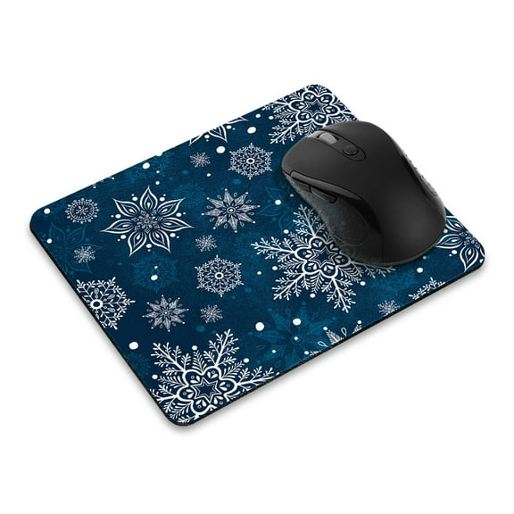 WIRESTER 8.66x7.08 in Rectangle Mouse Pad with Non-Slip Rubber Base for Computers, Laptop, Office & Home - Blue Winter Christmas Snowflake