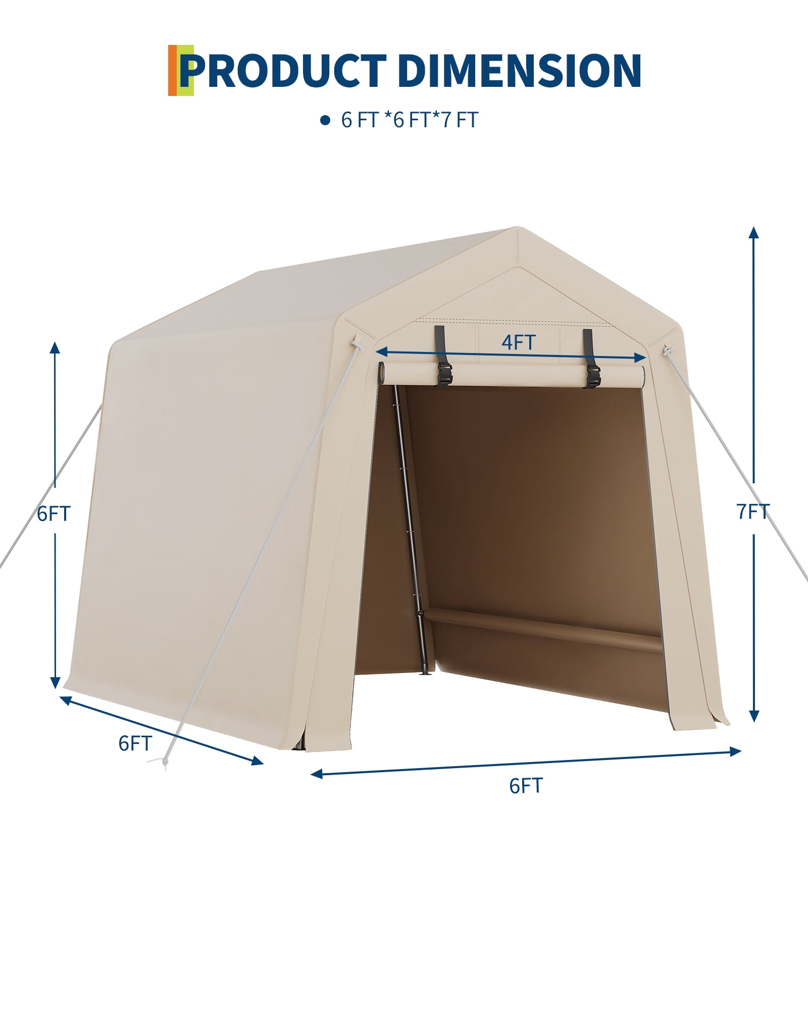 Portable Outdoor Storage Shed, Heavy-Duty Waterproof Storage Shelter with Zipper Door & Screen Window, UV-Resistant PE Cover Carport for Bike, Lawn Mower