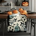 thumbnail image 2 of Black White Spooky Gravestone Pumpkin Ghost Halloween Table Runner, Halloween Holiday Kitchen Dining Table Decoration for Fall Home Decor 13x48 Inch, 2 of 8
