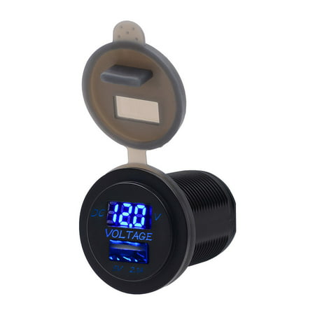 5V 2.1A USB Charger Socket Adapter Voltmeter Outlet For 12V 24V Motorcycle