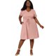 thumbnail image 1 of Women's Plus Size Dress V Neck Short SleeveLine Chambray Denim Dresses Pink 3X, 1 of 6