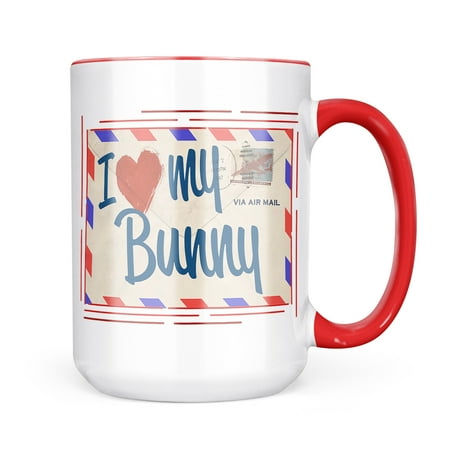 

Neonblond I Love my Bunny Vintage Letter Mug gift for Coffee Tea lovers