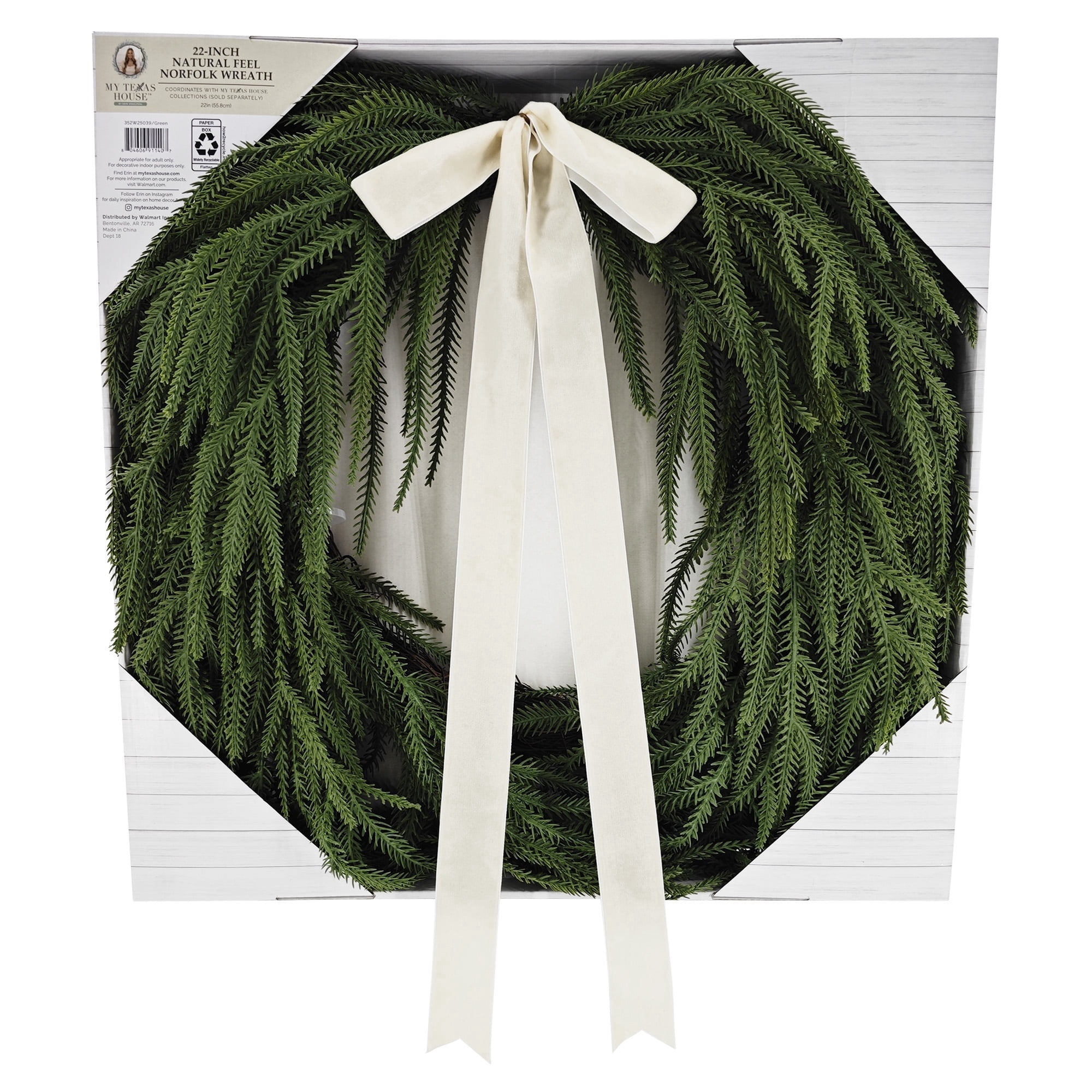 My Texas House 22-Inch Norfolk Artificial Christmas Wreath photo 6