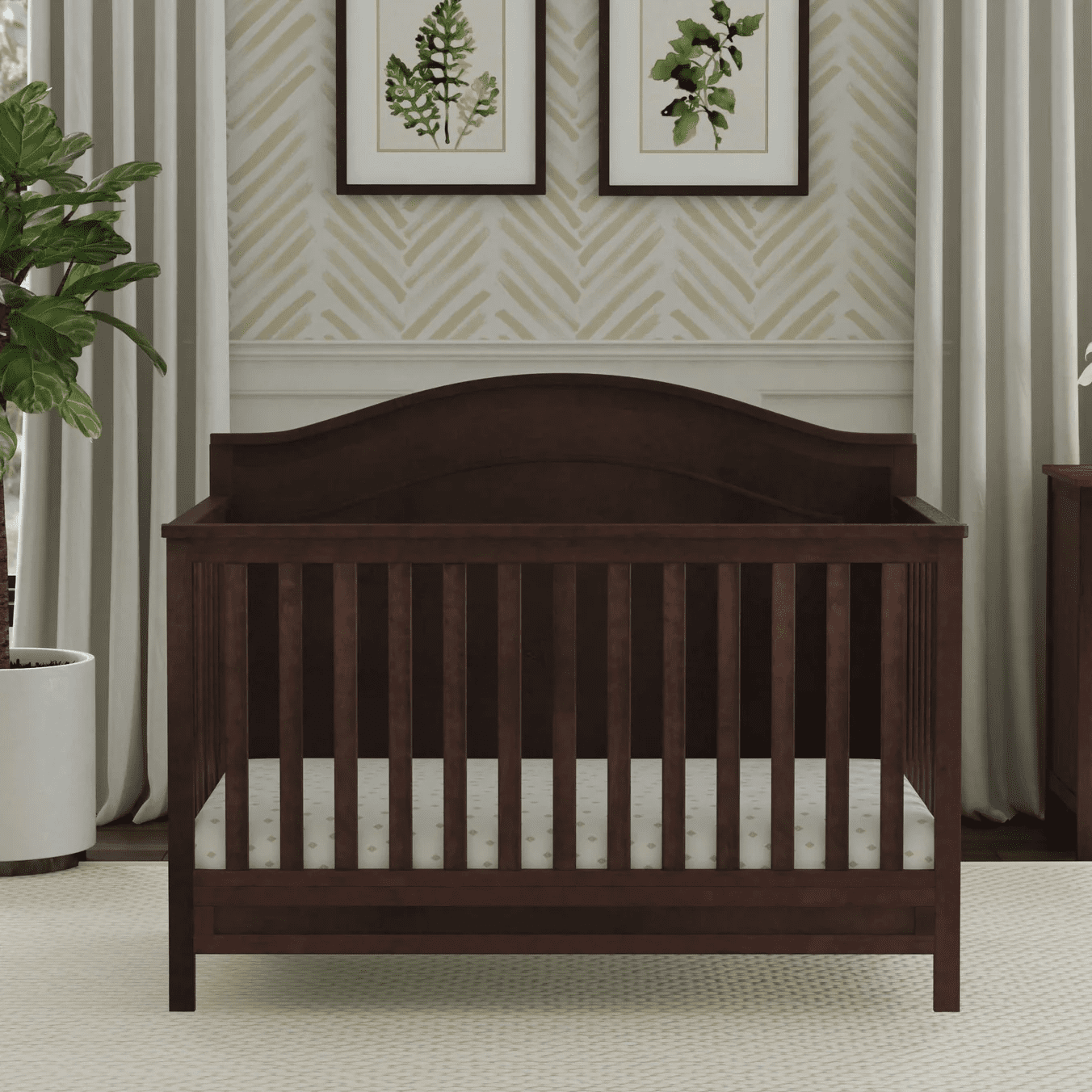 DaVinci Charlie 4-in-1 Convertible Crib, Espresso + Comfort Crib and Toddler Mattress