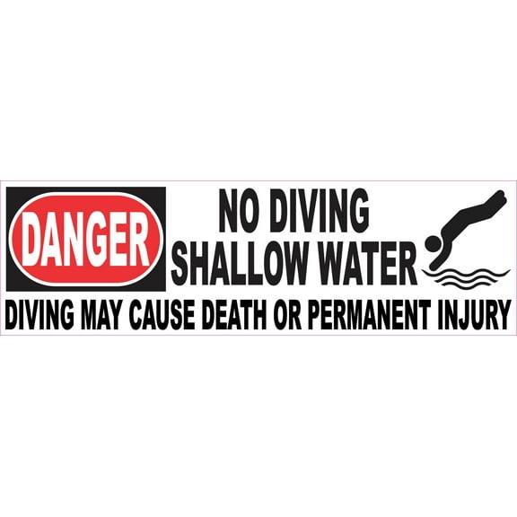 10in x 3in No Diving Shallow Water Sticker
