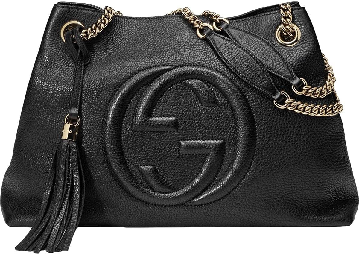 Gucci Soho Leather Chain Shoulder Handbag Black - Walmart.com