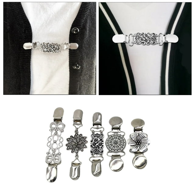 Cárdigan Retro Mujer Hugo 5 Piezas Cuello Clip Suéter Vestido Chal Broches