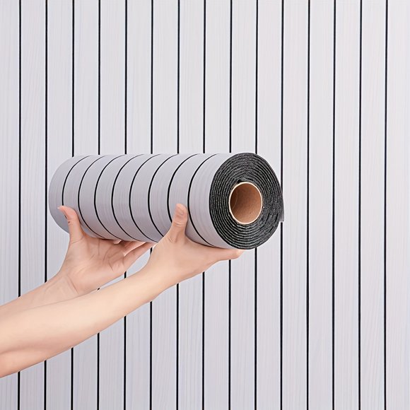 HLONK 1 Roll 3D Self-Adhesive Woodgrain Wall Paneling Straight Matching Shapes And Stripes Vinyl Wallpaper 118.11 Inches X 15.75 Inches for Home Improvement DIY TV Background Bedroo