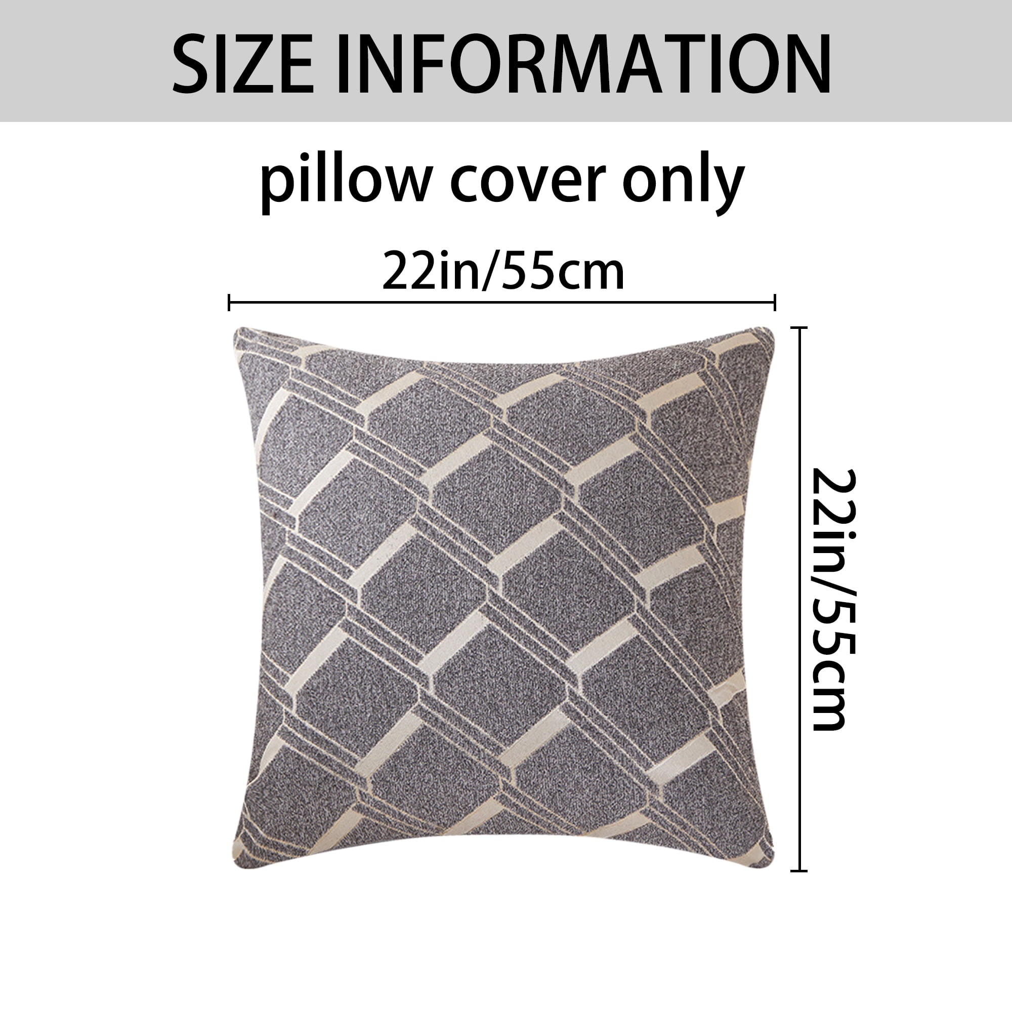 Unique Bargains 2 Packs Modern Geometric Throw Pillow Cover Grey 22" x 22"