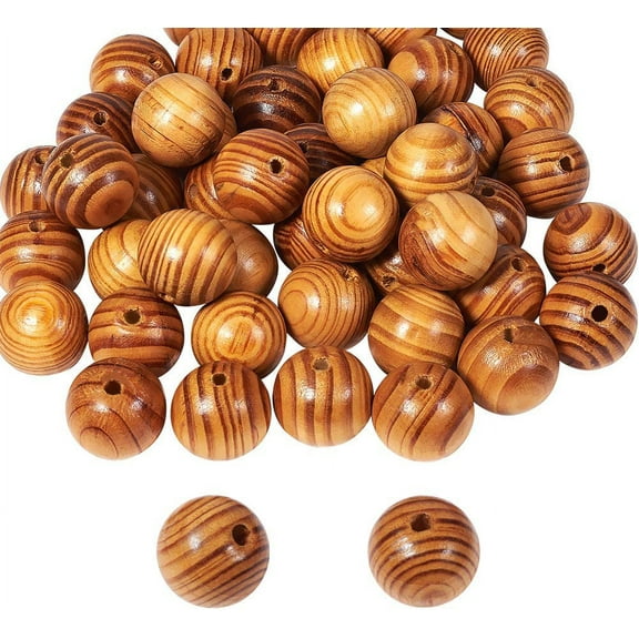 1 Bag 100 pcs 25mm(1 Inch) Dyed Natural Wood Spacer Beads Round Polished Ball Wooden Loose Beads for Bracelet Pendants Crafts DIY Jewelry Making Hole 4.5~6mm