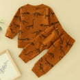 thumbnail image 4 of Generic Toddler Boys Winter Long Sleeve Dinosaur Prints Tops Pullover Pants 2PCS Outfits Clothes Set for Babys Clothes（6-12 Months Yellow）, 4 of 6