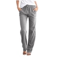 thumbnail image 1 of Women Pants Casual Yoga Straight Leg Comfy Drawstring Lounge Running Long Active Sweat Plus Size Cargo Trousers, 1 of 3