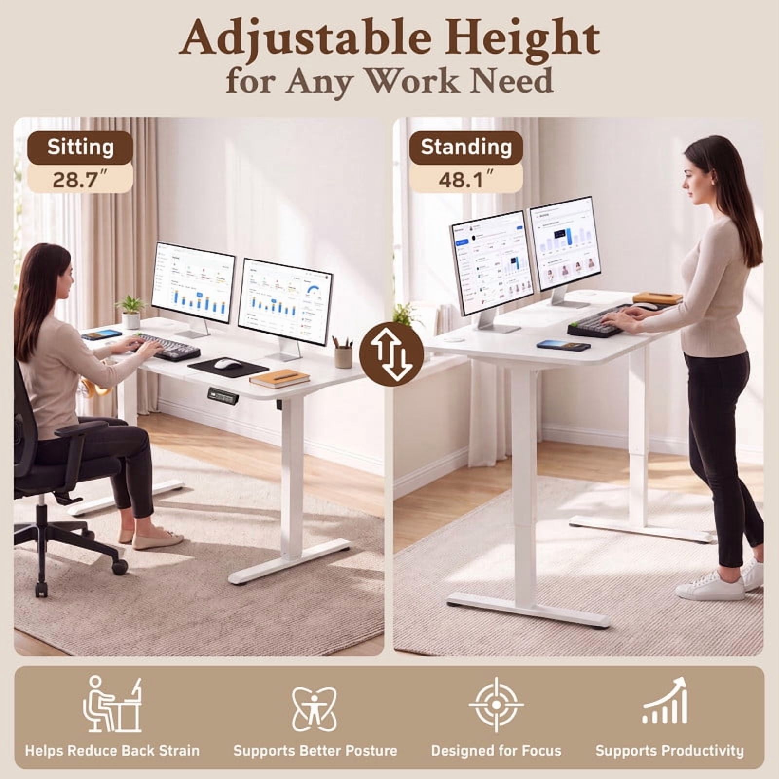 Homall 48" Electric Standing Desk, White photo 3
