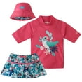 thumbnail image 2 of UV Skinz Girls' 3-piece Swim Set. UPF 50+ Sun Protection Swim Set Pink 4T, 2 of 5