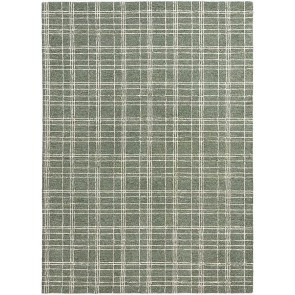 Better Homes & Gardens Green Plaid Wool Indoor Area Rug, 7'10"x9'10"