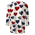 thumbnail image 4 of Uootdi 3/4 Sleeve Tops for Women Crewneck American Flag Print Patriotic 4th of July Casual Daily Graphic Blouses Gift, 4 of 6