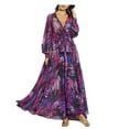 thumbnail image 1 of Robe Maxi Bohème pour Femmes, Robe d'Été Tropicale à Fleurs, Manches Longues, Coupe Ample, Robe de Plage, 1 of 7