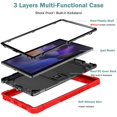 thumbnail image 2 of SaniMore for Samsung Galaxy Tab A8 (SM-X200/X205) 10.5" 2022 Case, 3 Layers Multi-Functional [Built-in Kickstand] Heavy Duty Shockproof Rugged Protective Case for Samsung Galaxy Tab A8, Red, 2 of 7