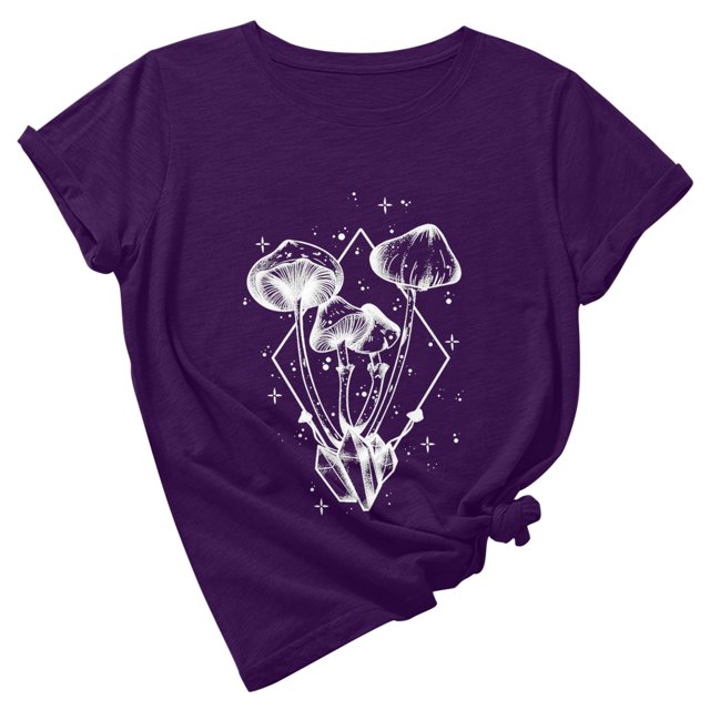 Tops Para Mujer Casual Suelto Jersey Estampado Cuello Redondo Manga Corta Top Manga Corta Cuello Redondo Top Camisa Odeerbi ODB181333
