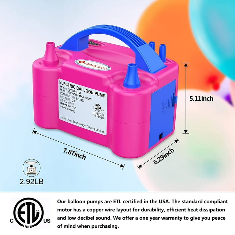 IDAODAN Portable Dual Nozzle Electric Air Balloon Pump Inflate the Balloon  for Balloons Party Decoration 