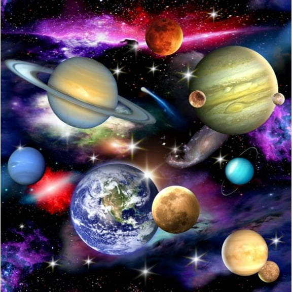 In Space 1297 Planets Cotton Fabric