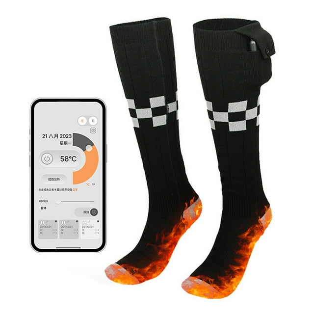 Chaussettes Chauffantes Électriques pour Hommes et Femmes, Contrôle via Application, Rechargeables