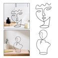 thumbnail image 3 of 2 piezas de metal cara esquema escultura decoración hierro una línea estatuilla escritorio sombrero soporte sombrero estante decoración del hogar Macarena Escultura de cara abstracta, 3 of 6