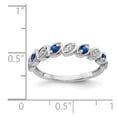 thumbnail image 2 of 14K White Gold Ring Band Gemstone Sapphire Round Blue Diamond, Size 8, 2 of 2