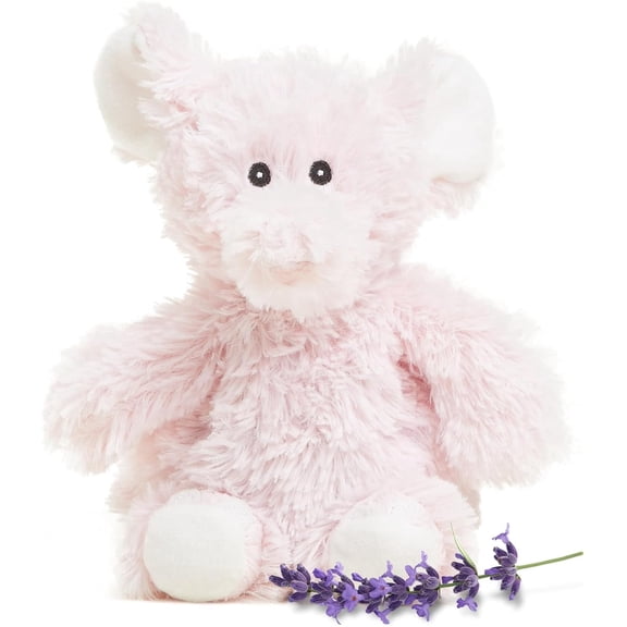 warmies Junior 9” Pink Elephant Stuffed Animal, Microwavable Heated Plushies and Weighted Soft Plush Toys